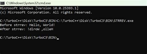 strrev implementation in c.